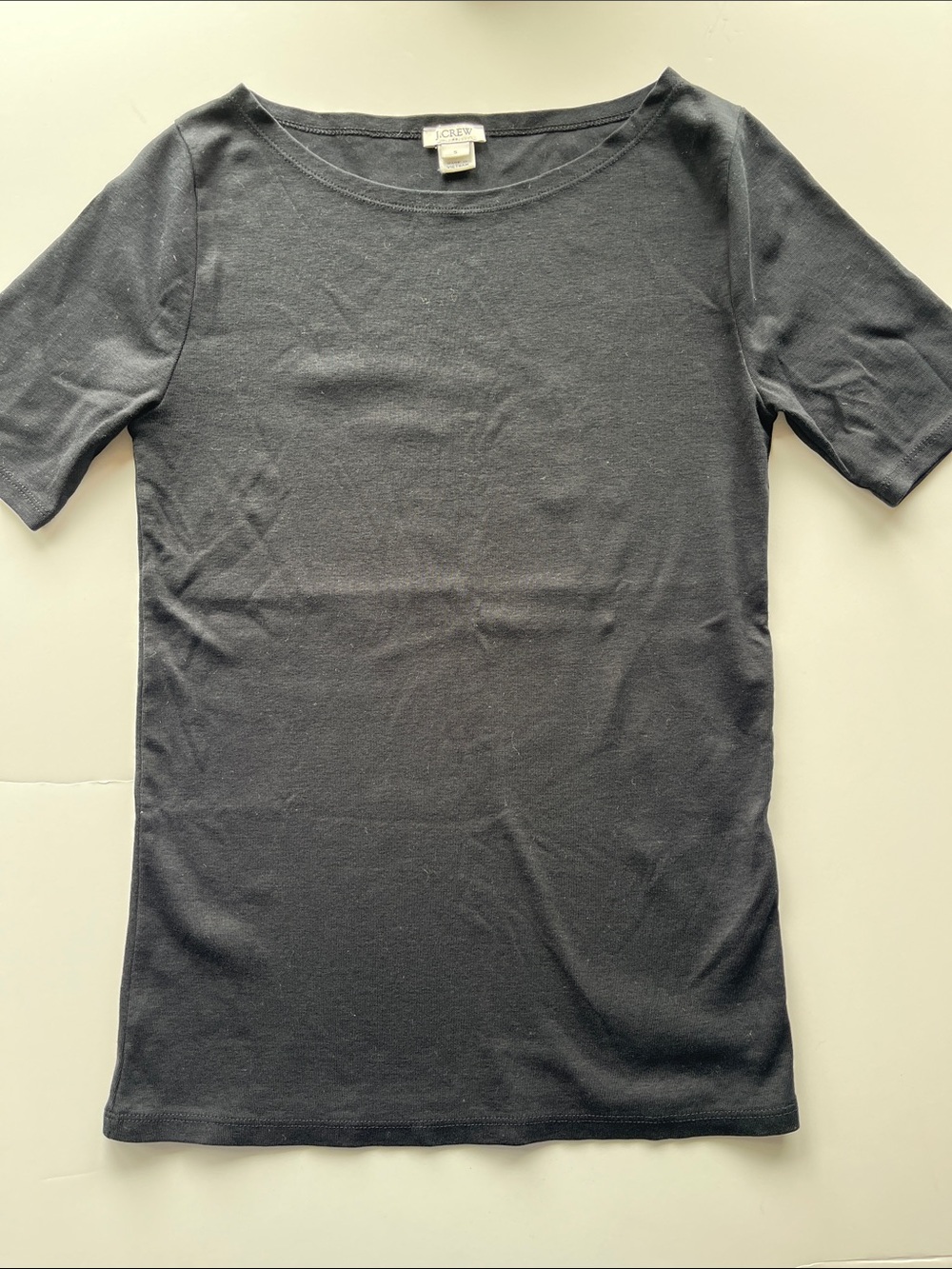 J. Crew Women’s Black Cotton Short-Sleeve Boatneck Tee